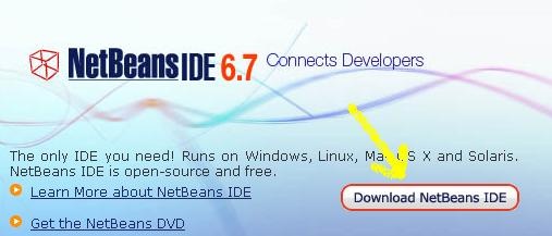 После большого количества беспорядка нажмите Download IDE NetBeans ( это не означает, что IDE загрузит NetBeans :))