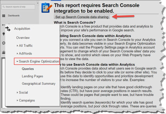 W ten sposób możesz zobaczyć dane w raportach „Search Engine Optimization”