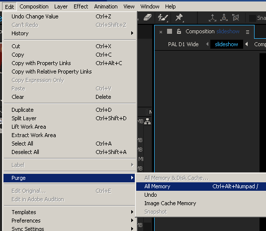 Одночасна робота AE з іншими програмами Adobe   After Effects прагне кешувати все результати прорахунку превью, і займає всю доступну пам'ять незалежно від її обсягу